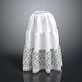 White Layered Skirt With Ruffled Design And Delicate Lace Trim