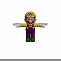 Wario Cartoon Character In Yellow Shirt Purple Overalls With Green Shoes And Outstretched Arms