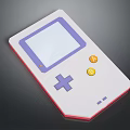 Vintage Handheld Game Console with White Body Purple Frame Cross Pad and Yellow Buttons