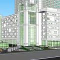Modern High Rise Residential Building With Glass Curtain Walls And Landscaped Areas