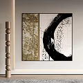 Modern Abstract Wall Art With Black Circle And Decorative Column 3d model
