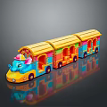 Kids Brightly Colored Toy Train With Elephant Shaped Head And Three Decorative Carriages