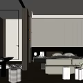 Elegant Modern Bedroom Interior Design With White Bed Wooden Flooring And Floor Lamps