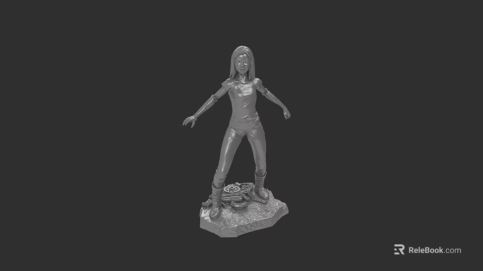 Game Movie Female Character 3D Sculpture With Standing Pose And Detailed Base 3d model 