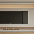 Modern TV Background Wall Design With Large Screen TV Fireplace And Open Shelves