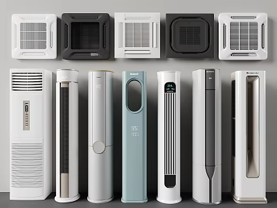 Modern Air Conditioner Fans Various Styles Wall Mounted And Standing Designs 3d model