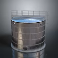 Metal Cylindrical Water Storage Tank with Top Guardrail Side Ladder and Base Structure