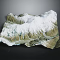 3D Terrain Model Featuring Snow Capped Mountains Winding River And Valleys 3d model