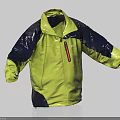 Light Green and Dark Blue Contrast Outdoor Sports Jacket with Zipper and Pockets