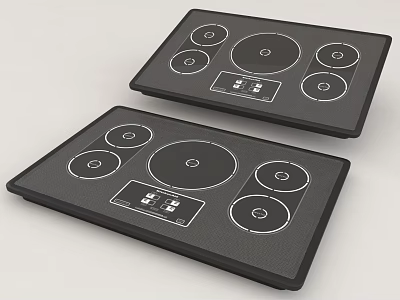 Modern Induction Cooktops With Multiple Burners 3d model