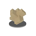 Abstract Interconnected Wooden Blocks Forming Modern Geometric Sculpture on Circular Base