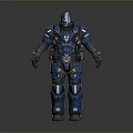 Game And Movie Character In Blue Futuristic Armor With Mechanical Structure Design