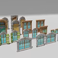 Diverse Bay Window Designs Featuring Arched Frames Glass Panes And Styles 3d model