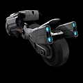 Futuristic Sci Fi Metallic Motorcycle With Sleek Aerodynamic Body And Red Accent Lights