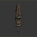 Ancient Wooden Sailing Ship with Multiple Masts and White Sails as Water Transport