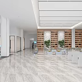 Spacious Modern Lobby Interior With Large Windows Glass Doors And Marble Flooring