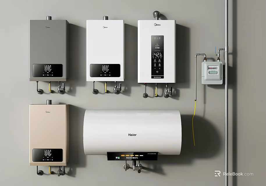 Home Use Wall Mounted Water Heaters With Various Colors And Digital Displays 3d model 