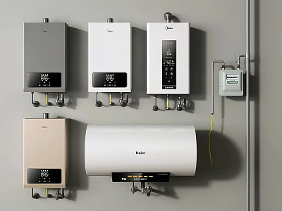 Home Use Wall Mounted Water Heaters With Various Colors And Digital Displays 3d model