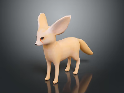 Fennec Fox 3D Character with Large Ears and Tan Fur for Game Animation Scenes 3d model