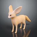 Fennec Fox 3D Character with Large Ears and Tan Fur for Game Animation Scenes