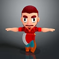 Cartoon Doll With Red Hair Red Plaid Shirt Blue Pants Brown Boots Axe Arms Outstretched