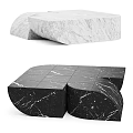 Modern Geometric Coffee Table With White Marble Surface And Black Marble Structure 3d model