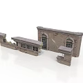 Damaged Architectural Wall Components With Windows And Irregular Shaped Structures