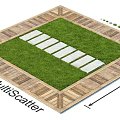 Green Grass Garden With White Stone Paths And Wooden Border Design