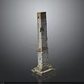 Ancient Weathered Stone Tower With Solid Base And Vertical Brick Structure 3d model