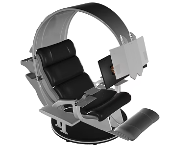 Luxury Car Seat Interior Design With Black Leather Silver Frame And Foldable Table 3d model