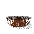 Modern Coffee Table Design With Circular Tabletop And Brown Curved Intertwined Legs