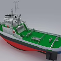 Industrial Marine Vessel With Green Deck White Superstructure And Red Hull 3d model