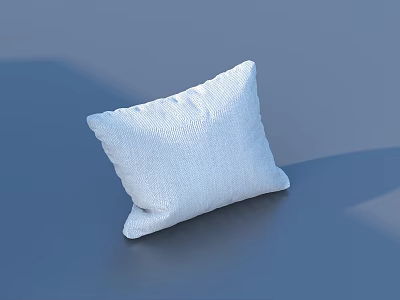 Soft White Knitted Textured Pillow For Home Decor On Blue Surface 3d model