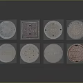 Various Decorative Manhole Covers With Different Shapes And Metallic Patterns