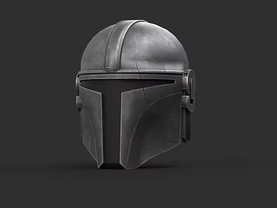 Detailed Game and Movie Character Helmet with Metallic Finish and Sci Fi Design Elements 3d model