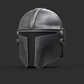 Detailed Game and Movie Character Helmet with Metallic Finish and Sci Fi Design Elements