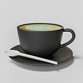 Black porcelain coffee cup coffee flower 3d model