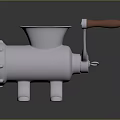 Manual Meat Grinder With Red Handle Metal Body Funnel Shaped Hopper And Grinding Plate