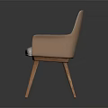 Modern Accent Chair With Light Fabric Upholstery And Wooden Legs Design