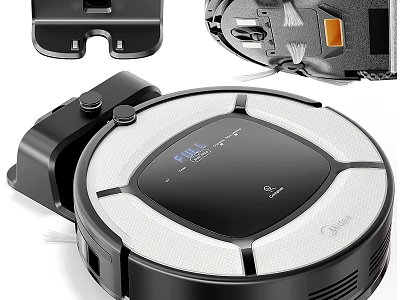 Smart Robot Vacuum Cleaner With Charging Dock Digital Display And Automatic Cleaning Function 3d model