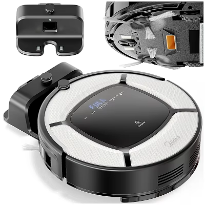 Smart Robot Vacuum Cleaner With Charging Dock Digital Display And Automatic Cleaning Function 3d model