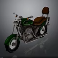 Green Vintage Motorcycle With Brown Seat And Classic Retro Design Details