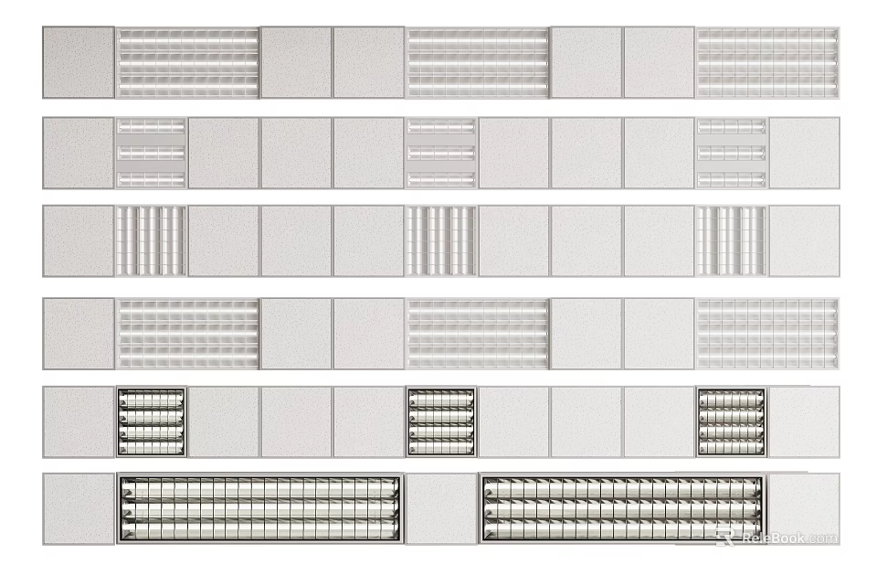 Grille Lights Various Styles And Modern Design For Commercial Ceiling Installation 3d model