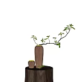 Elegant Bonsai Potted Plant in Wooden Vase with Small Pot on Wooden Stand