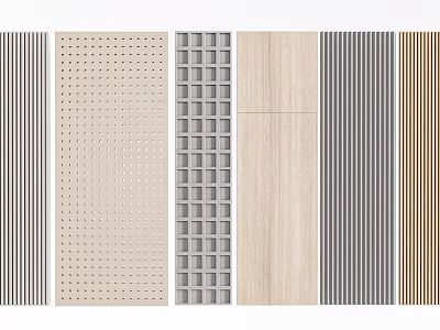 Various Styles Wall Paneling For Interior Design With Wooden Slatted Perforated And Grid Patterns 3d model