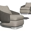 Modern Single Sofa With Light Gray Upholstery Dark Gray Armrests And Metal Base