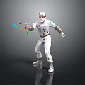 Character In White Outfit With Colorful Dots Goggles Throwing Colorful Objects