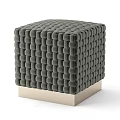 Dark Gray Woven Sofa Stool With Modern Design And Golden Base 3d model