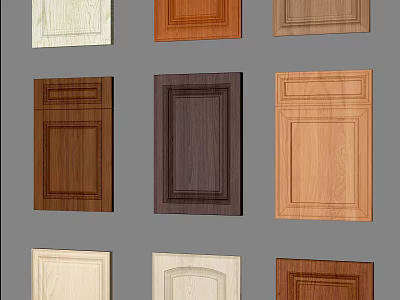 Various Wood Finish Cabinet Doors With Different Panel Designs And Styles 3d model