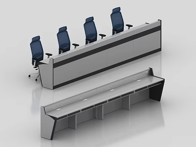 Modern Conference Room Setup With Long Table And Ergonomic Blue Chairs 3d model